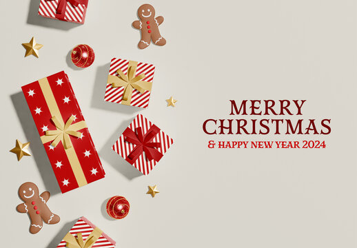 Holiday Ornaments with Background Mockup