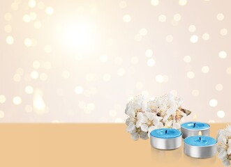 Greeting card for Diwali Festival  with flowers and  candles