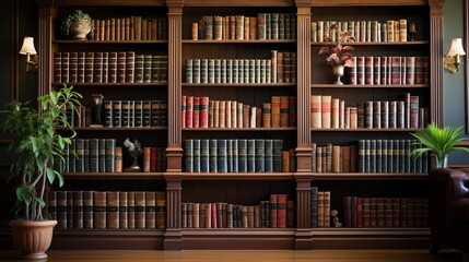 Law Library. Rows of Books and Legal References in a Law Firm - obrazy, fototapety, plakaty