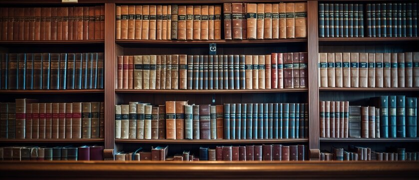 Law Library. Rows of Books and Legal References in a Law Firm