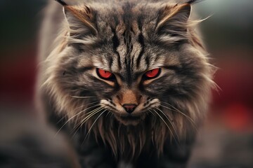 a devil's cat with evil spirits. a threatening appearance and unique style. generative AI