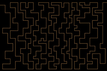 Abstract of background vector. Design labyrinth of mosaic line gold of black background. Design print for illustration, textile, puzzle, magazine, cover, card, background, wallpaper. Set 14