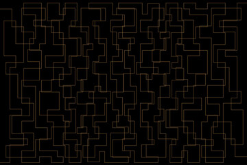 Abstract of background vector. Design labyrinth of mosaic line gold of black background. Design print for illustration, textile, puzzle, magazine, cover, card, background, wallpaper. Set 15