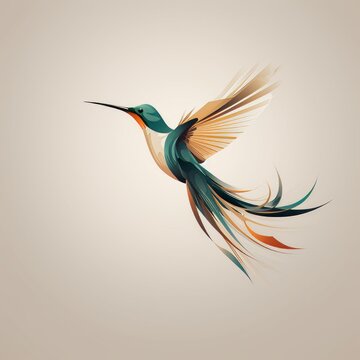 Generative AI image of an icon with a bird in flight on a light background