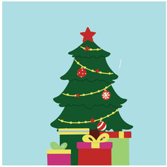 Christmas tree with beautifull ornaments illustration