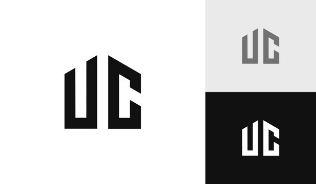 Letter UC initial with house shape logo design