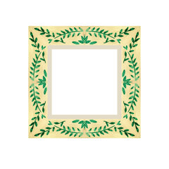 Colorful vintage photo frame in doodle style isolated on white background. Clipart. Watercolor hand drawn art illustration. For cards, handmade textiles, prints, menus, poster.