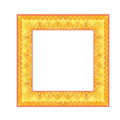 Colorful vintage photo frame in doodle style isolated on white background. Clipart. Watercolor hand drawn art illustration. For cards, handmade textiles, prints, menus, poster.