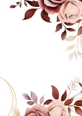 Beige and white vector realistic golden luxury invitation with flora and flower