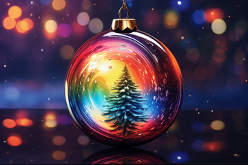 Christmas Tree Ball, A Festive Holiday Season Illustration Featuring a Gleaming Ornament for Greetings