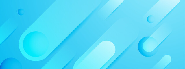 Blue vector abstract banner with simple geometric shapes