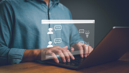 Ai technology, Artificial Intelligence. Man using technology smart robot AI, artificial...