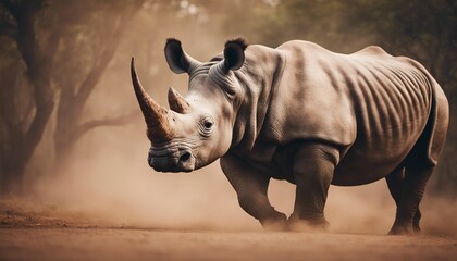 portrait of a rhino at the Africa wild life
