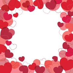 かわいいハートイラストのバナーフレーム/正方形・赤・透過
