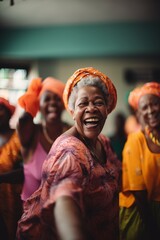 Smiling afro-american women dancing. Generative AI