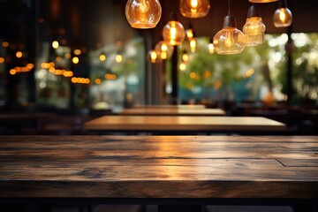 lights restaurant background blurred abstract front table wooden image bar black blur blurry bokeh bright cafes city hot drink counter dark design desk display empty - obrazy, fototapety, plakaty