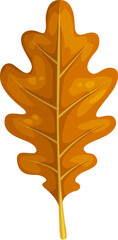 Autumn oak leaf, isolated cartoon vector fallen brown tree foliage. Its distinctive lobed shape and earthy colors make it a symbol of fall beauty, resilience, strength and endurance