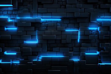 Black and Blue Neon Urban Backdrop - Abstract Rustic Black Blue Neon Fusion Background Texture - Neon Texture Wallpaper created with Generative AI Technology
