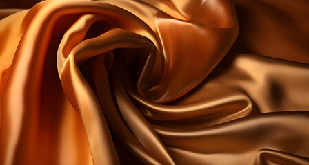 The essence of a color journey in a luxurious satin silk fabric. Radiant and vibrant energy of orange tones, reaching opulent and elegant notes of golden hues.