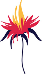 Elegant red flower in Asian style. Cartoon illustration of flower