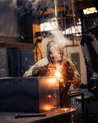 worker welding steel