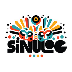 Dynamic Sinulog Design Typography Logo Text: Festive Design for Honoring Cebu's Santo Niño