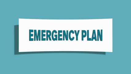 Emergency plan symbol. A card in light green with words Emergency plan. Isolated on white background.