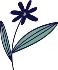 Elegant blue flower in Asian style. Cartoon illustration of flower