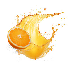 Splash of fresh orange juice, cut out - stock png.	