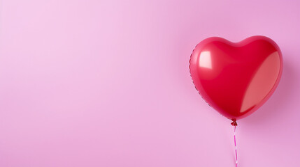 A red heart balloon on a pink background, Valentin's Day, anniversaries, love, weddings, Mother's Day