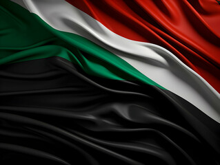 Fototapeta premium United arab emirates national flag background, UAE flag weaving made by silk cloth fabric, UAE background, ai generated image