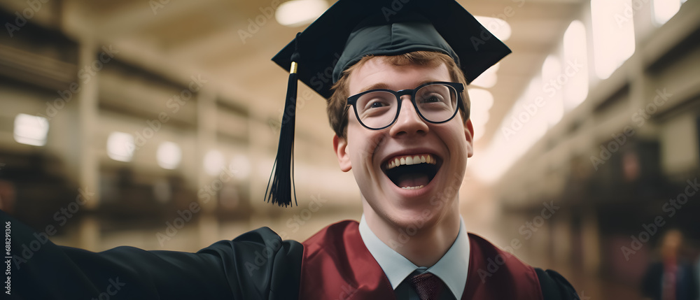 Wall mural young man very happy to have achieved his goal of graduating - Wall murals
