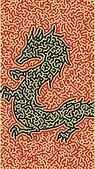 Abstract Background with Dragon. Vector Illustration.