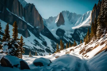 picturesque Rocky Mountain Colorado full color vibrant snowy- - obrazy, fototapety, plakaty