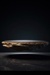 Stone podium with rock texture background and cinematic light