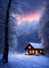 冬、水彩、イラスト背景｜Winter, watercolor, illustration background. Generative AI