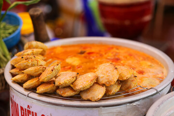 Get a close look at the tasty crab noodle soup they make in Ho Chi Minh City