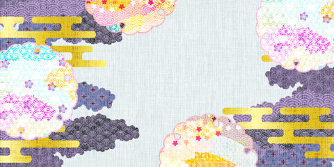桜　和紙　模様　カラフル　背景
