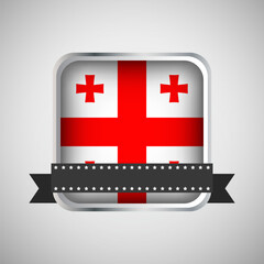 Vector Round Banner With Georgia Flag