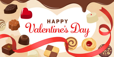 バレンタインバナー素材（2：1）_ベクターイラスト