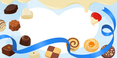 ホワイトデーバナー素材_文字なし（2：1）_ベクターイラスト