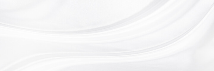 White gray satin texture that is white silver fabric silk panorama background with beautiful soft blur pattern natural. - obrazy, fototapety, plakaty