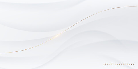 Elegant White Abstract Background with Luxury Gold Lines.