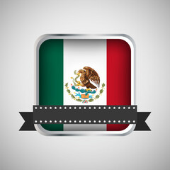 Vector Round Banner With Mexico Flag
