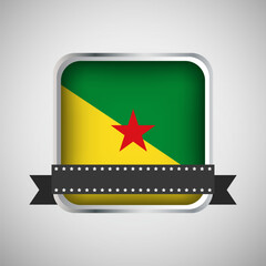 Vector Round Banner With French Guiana Flag