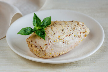 baked Chicken breast fillet in mustard sour cream sauce