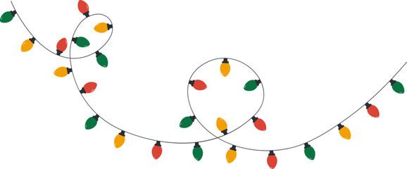Christmas lights flat vector illustration. Christmas lights bulbs isolated design element