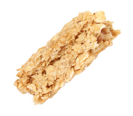 One piece of tasty granola bar isolated on white