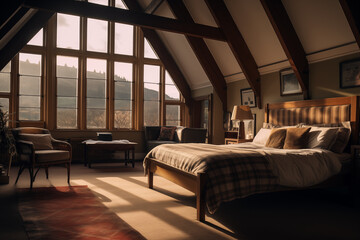 Traditional Aberdeen Scotland elegant bedroom scene - obrazy, fototapety, plakaty