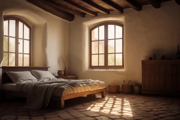 Fotobehang Traditional Catalonian masia elegant bedroom scene © josepperianes